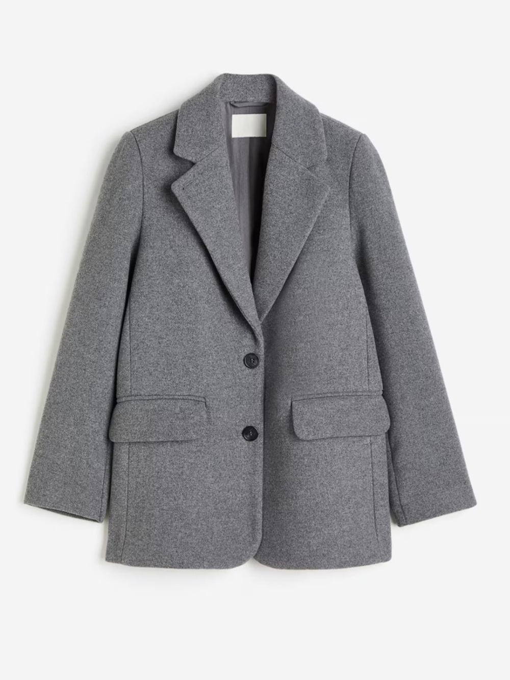 H&M Gray Wool Blend Blazer | XS Tailored Jacket | Oversized Minimal Chic
